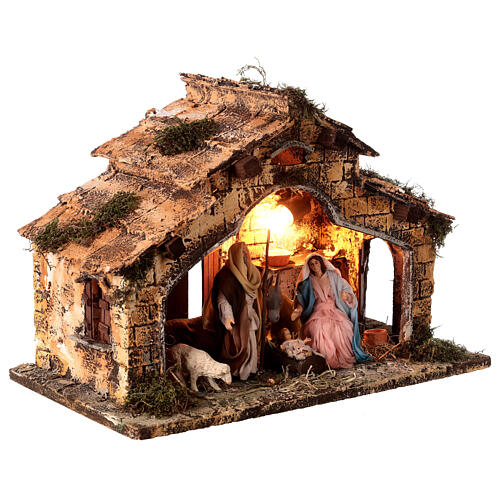 Nativity stable with oven and light 35x45x25 cm for 14 cm Neapolitan Nativity Scene 3