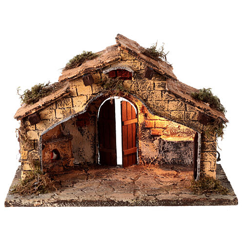 Nativity stable with oven and light 35x45x25 cm for 14 cm Neapolitan Nativity Scene 4