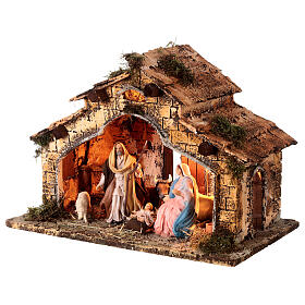 Cabane Nativité avec four 35x45x25 cm crèche napolitaine 14 cm