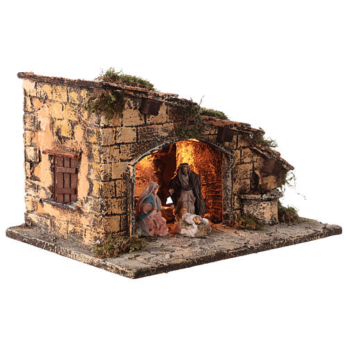 Stable with fountain and Nativity 20x35x25 cm for Neapolitan Nativity Scene with 8 cm characters 3