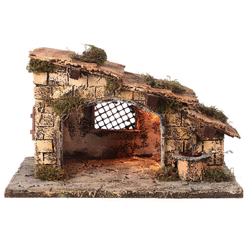Stable with fountain and Nativity 20x35x25 cm for Neapolitan Nativity Scene with 8 cm characters 4