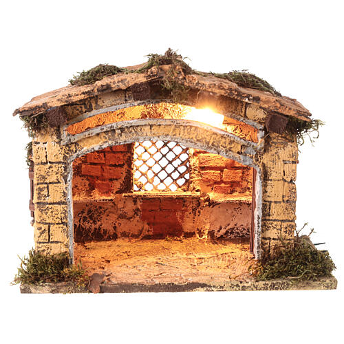 Cabane éclairée avec Nativité 25x35x20 cm crèche napolitaine 12 cm 4