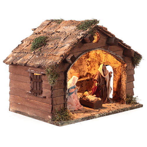 Stable with light 25x35x20 cm Neapolitan Nativity Scene with 12 cm characters 3