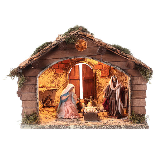 Capanna con luce 25x35x20 presepe napoletano 12 cm 1