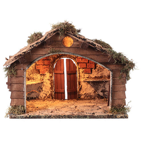 Capanna con luce 25x35x20 presepe napoletano 12 cm 4