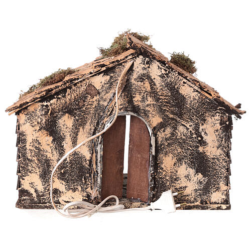 Stable with light 25x35x20 Neapolitan nativity scene 12 cm 5