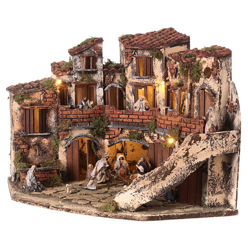 Corner village with fountain 35x40x35 cm for Neapolitan Nativity Scene with 6 cm characters 2