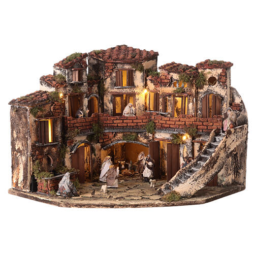 Borgo angolare con fontana 35x40x35 presepe napoletano 6 cm 1