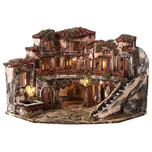 Corner village with fountain 35x40x35 Neapolitan nativity scene 6 cm 4