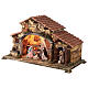 Stable with Nativity, woodstove and fountain 65x60x25 cm for Neapolitan Nativity Scene with 12 cm characters s2