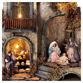 Two-storey house with Nativity 25x25x30 cm for Neapolitan Nativity Scene with 8 cm characters