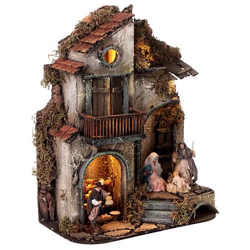 Two-storey house with Nativity 25x25x30 cm for Neapolitan Nativity Scene with 8 cm characters 4