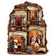Maison à deux étages avec Nativité et boulangerie 25x25x30 cm crèche napolitaine 8 cm s1