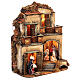 Maison à deux étages avec Nativité et boulangerie 25x25x30 cm crèche napolitaine 8 cm s4