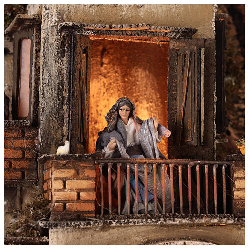 Apartment block N4 with well 65x55x35 Neapolitan nativity scene h. 10 cm 6