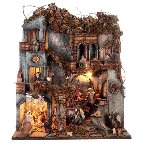 Block of houses N3 with fountain 65x55x35 cm for Neapolitan Nativity Scene with 10 cm characters 1
