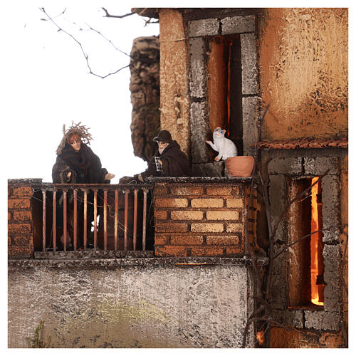 Häuserblock N2, mit Brunnen und Beleuchtung, neapolitanischer Stil, für 10 cm Krippe, 65x55x35 cm 4