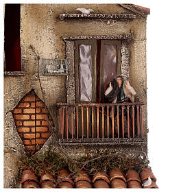 Caseggiato N2 bicolore con fontana 65x55x35 presepe napoletano h. 10 cm
