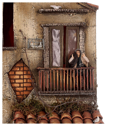 Caseggiato N2 bicolore con fontana 65x55x35 presepe napoletano h. 10 cm 2