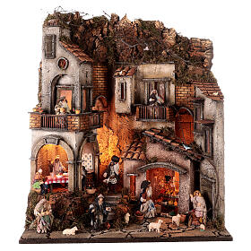 Block of houses N1 with oven and stall 65x55x35 cm for Neapolitan Nativity Scene with 10 cm characters