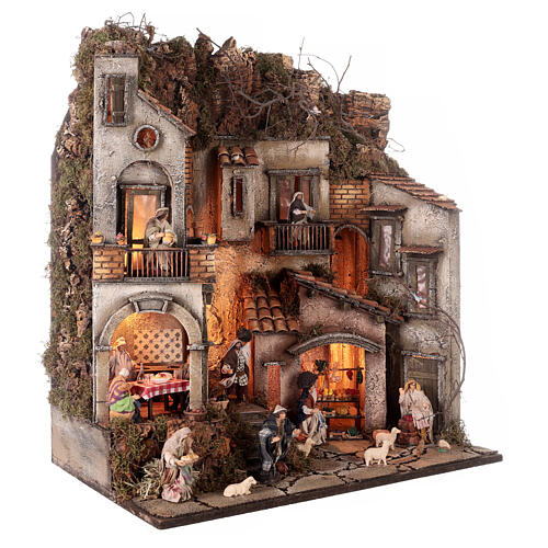 Rustic village N1 with oven and stall 65x55x35 Neapolitan nativity 10 cm 5