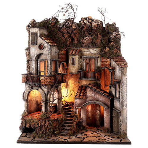 Rustic village N1 with oven and stall 65x55x35 Neapolitan nativity 10 cm 6