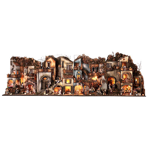 Modular Neapolitan Nativity Scene with 4 blocks N1 N2 N3 N4 65x210x35 cm with 10 cm characters 1