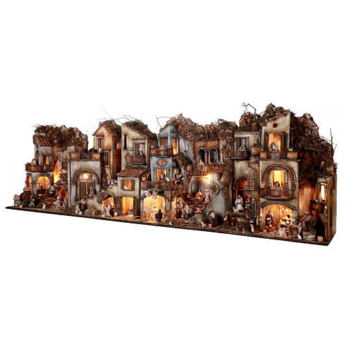 Modular Neapolitan Nativity Scene with 4 blocks N1 N2 N3 N4 65x210x35 cm with 10 cm characters 3
