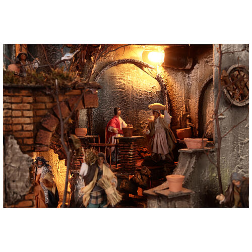 Modular Neapolitan Nativity Scene with 4 blocks N1 N2 N3 N4 65x210x35 cm with 10 cm characters 6