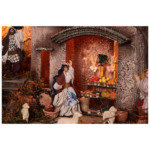 Szopka neapolitańska kompletna 4 mod. N1 N2 N3 N4, 65x210x35 cm, figurki 10 cm 12