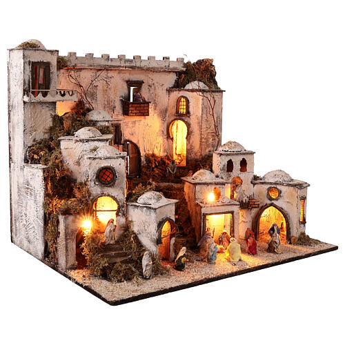 Crèche arabe complète avec feu 65x75x50 cm pour crèche de 6 cm 7