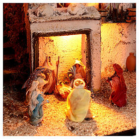 Presepe arabo completo con fuoco 65x75x50 per presepi 6 cm