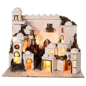 Complete Arab nativity scene with fire 65x75x50 for 6 cm nativity scenes