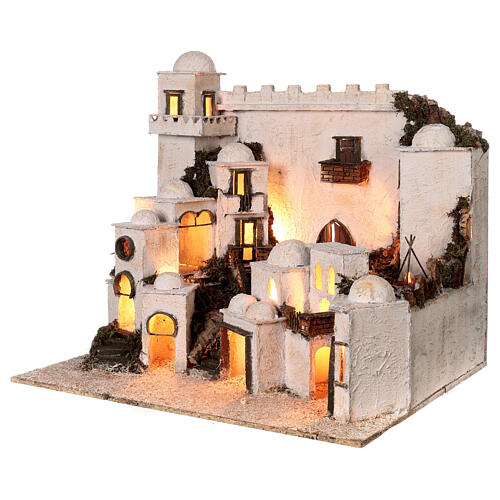 Complete Arab nativity scene with fire 65x75x50 for 6 cm nativity scenes 3