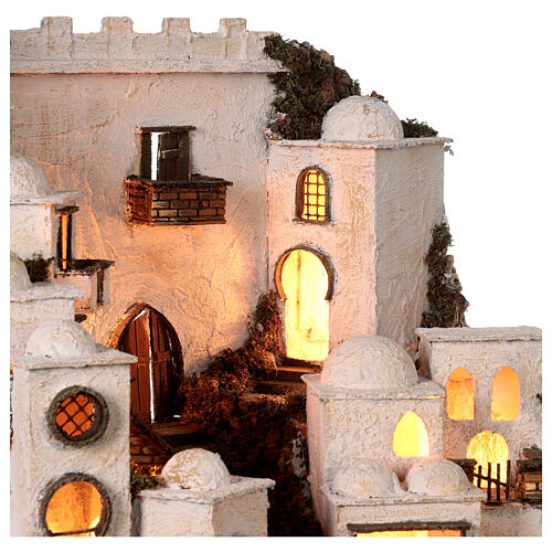Complete Arab nativity scene with fire 65x75x50 for 6 cm nativity scenes 6