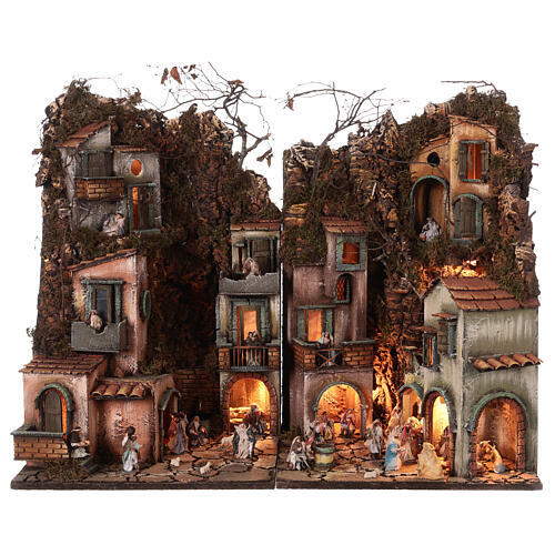 Modular Nativity Scene with 2 blocks P1 P2, fountain and well, 55x80x40 cm, for Neapolitan Nativity Scene with 6 cm characters 1