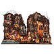 Double Neapolitan Nativity Scene 55x85x140 cm seaside, shops and brook h 8 cm s1