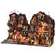 Double Neapolitan Nativity Scene 55x85x140 cm seaside, shops and brook h 8 cm s3