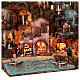 Double Neapolitan Nativity Scene 55x85x140 cm seaside, shops and brook h 8 cm s4