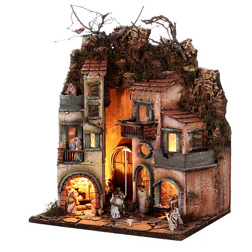 Presepe M1 con falegname bancherella 45x40x30 presepe napoletano 6 cm 3