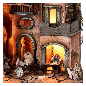 Nativity scene M1 with carpenter stall 45x40x30 Neapolitan nativity scene 6 cm
