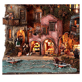 Neapolitan Nativity Scene sea-front village 85x70x55 cm for 8 cm characters