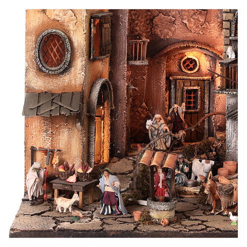 Pueblo AA con pozo y pastores 70x70x55 para belén napolitano 6 cm 4