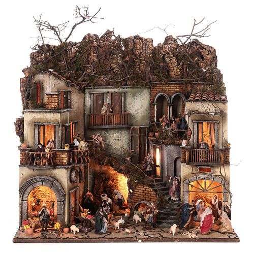 Village section BB with Nativity Wise Men greengrocer, 70x70x55 cm, Neapolitan Nativity Scene with 6 cm characters 1