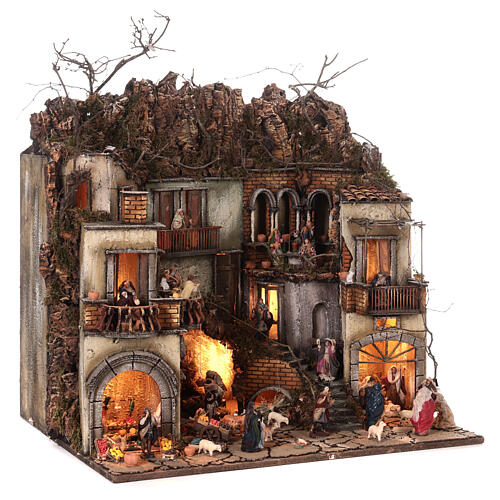 Village section BB with Nativity Wise Men greengrocer, 70x70x55 cm, Neapolitan Nativity Scene with 6 cm characters 5