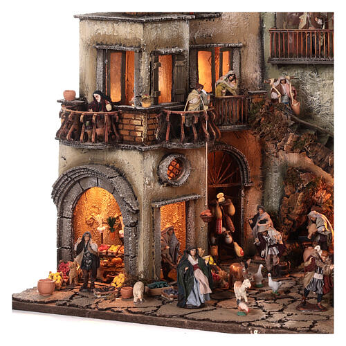 Village section BB with Nativity Wise Men greengrocer, 70x70x55 cm, Neapolitan Nativity Scene with 6 cm characters 6