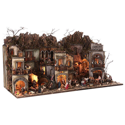 Modular Neapolitan Nativity Scene AA+BB for 6 cm characters 70x140x55 cm with shops, shepherds and Epiphany scene 4