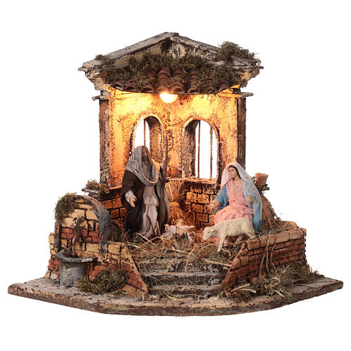 Angular temple with fountain 30x40x30 cm for Neapolitan Nativity Scene with 14 cm characters 1