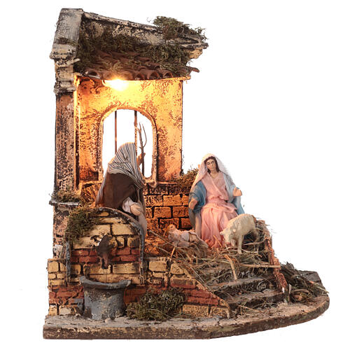 Templo angular con fuente belén 14 cm napolitano 30x40X30 4