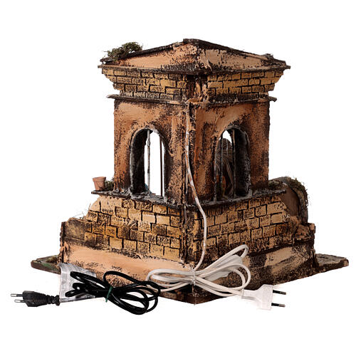 Angular temple with fountain, Neapolitan Nativity 14 cm 30x40X30 5
